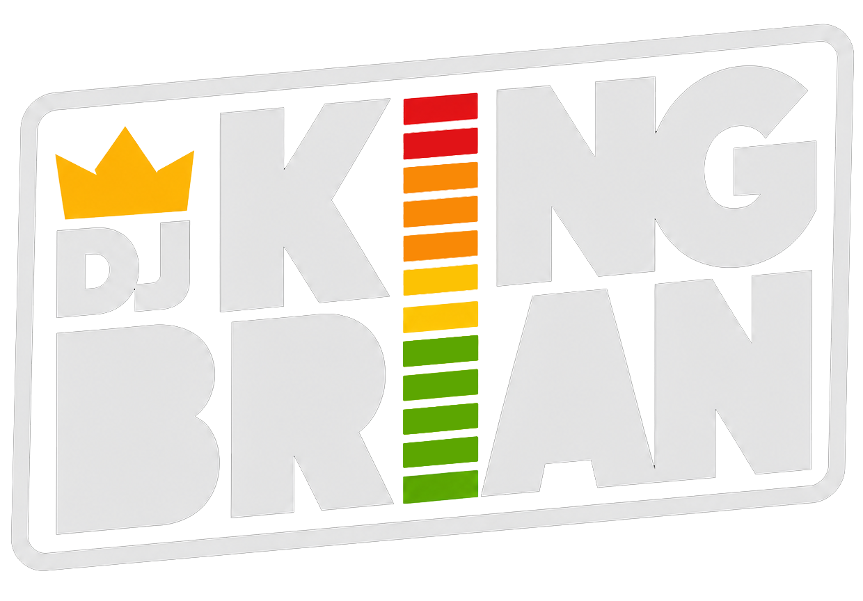 DJ King Brian logo, white version for dark backgrounds
